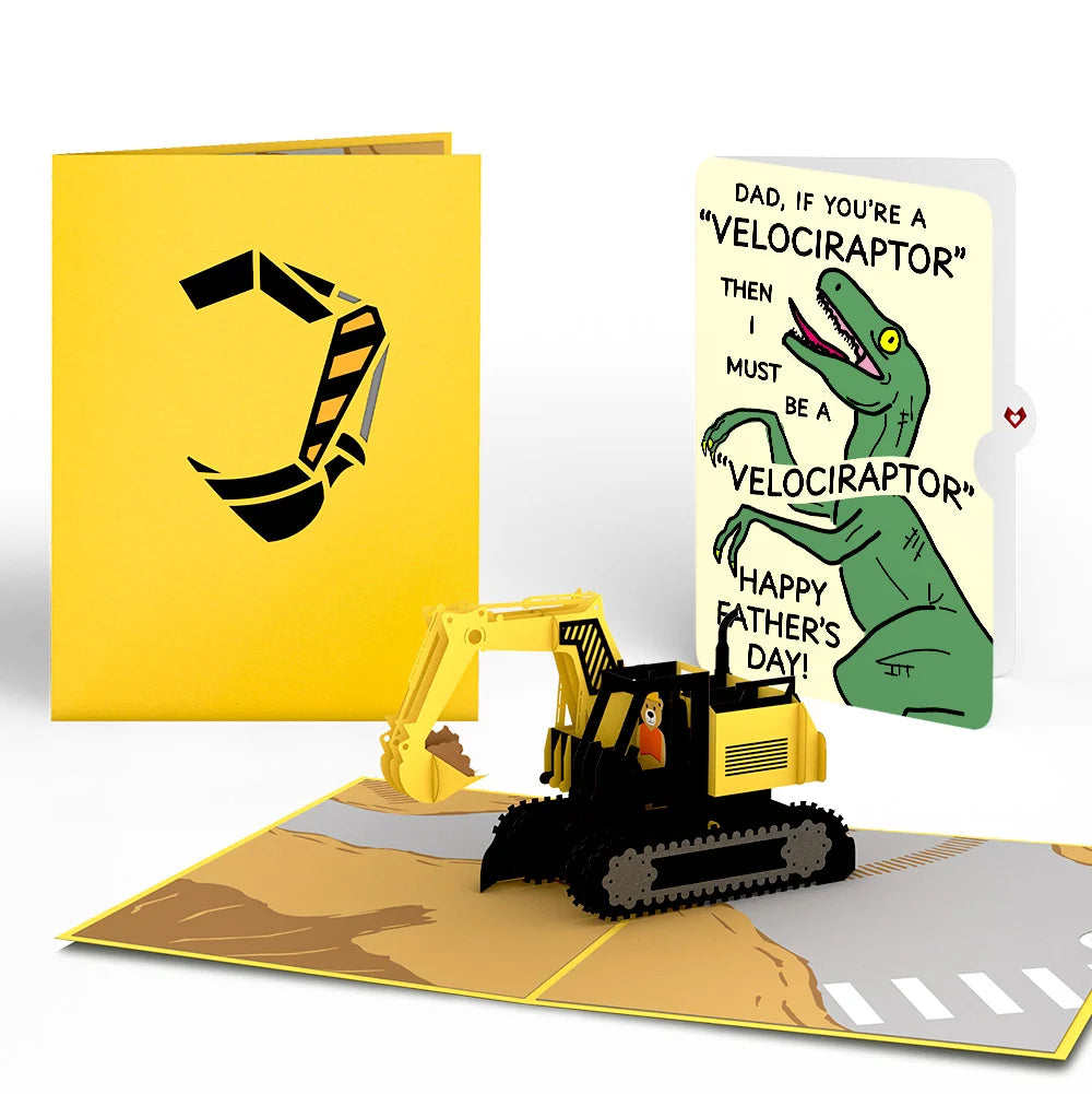 Excavator Father's Day Pop-Up Card and Velociraptor Sentiment Set