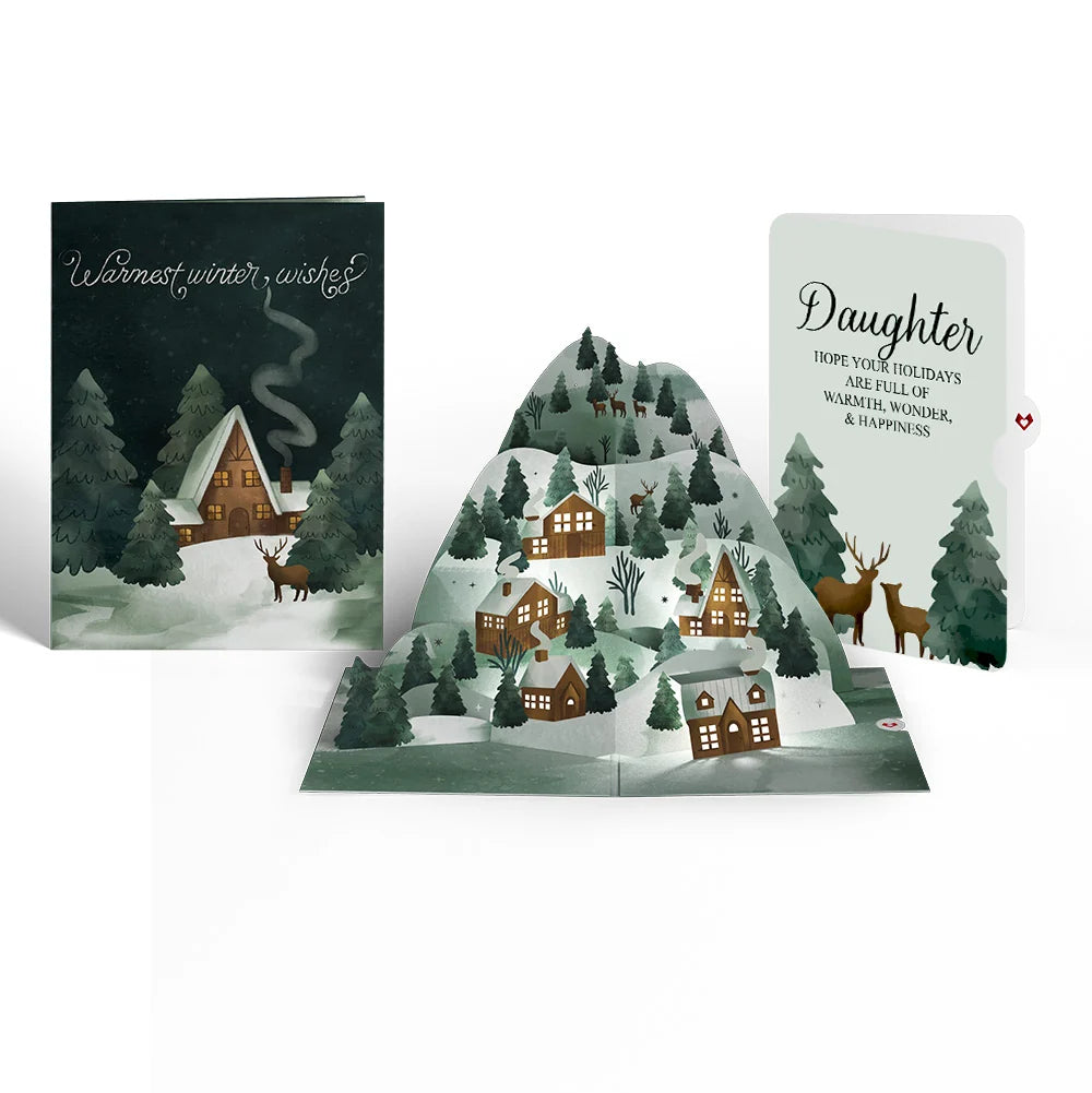 Winter Wishes Mountain Village Light-Up Pop-Up Card and Sentiment Set for Daughter