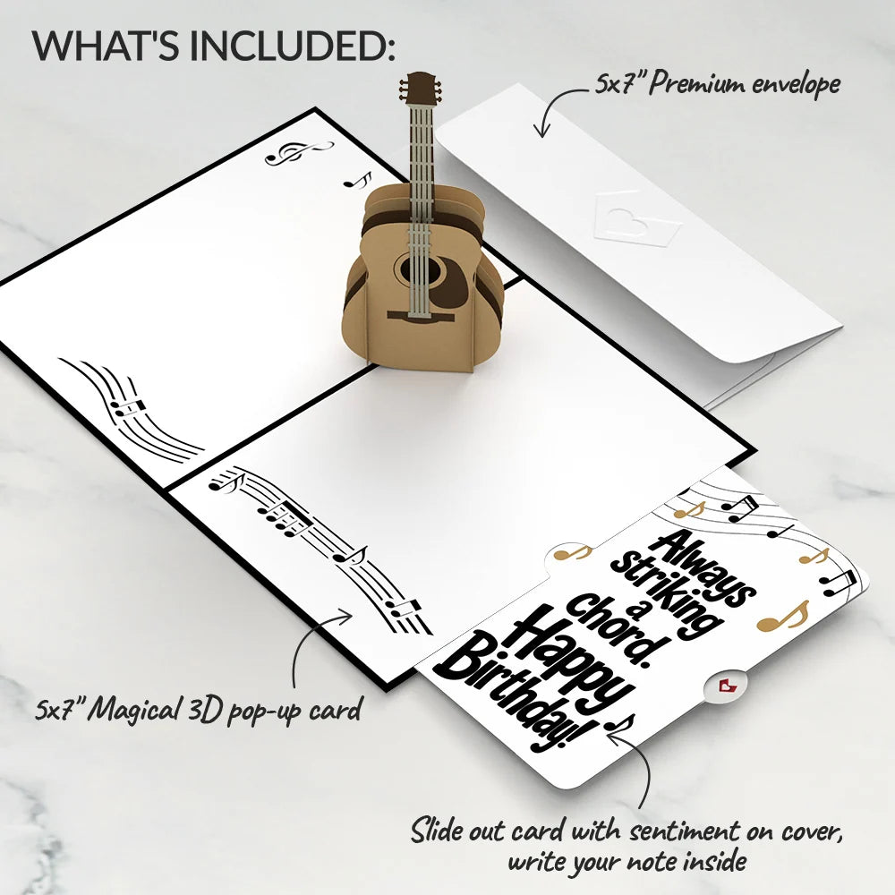 Acoustic Guitar Birthday Pop-Up Card and Striking a Chord Sentiment Set