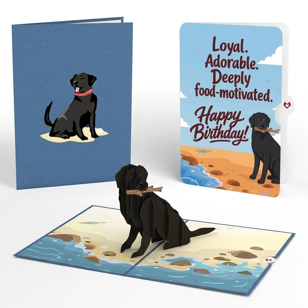 Black Lab Birthday Pop-Up Card and Food Motivated Sentiment Set