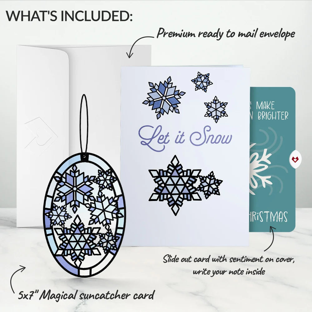 Let It Snow Snowflakes Christmas Suncatcher Card and Sentiment Set for Teacher