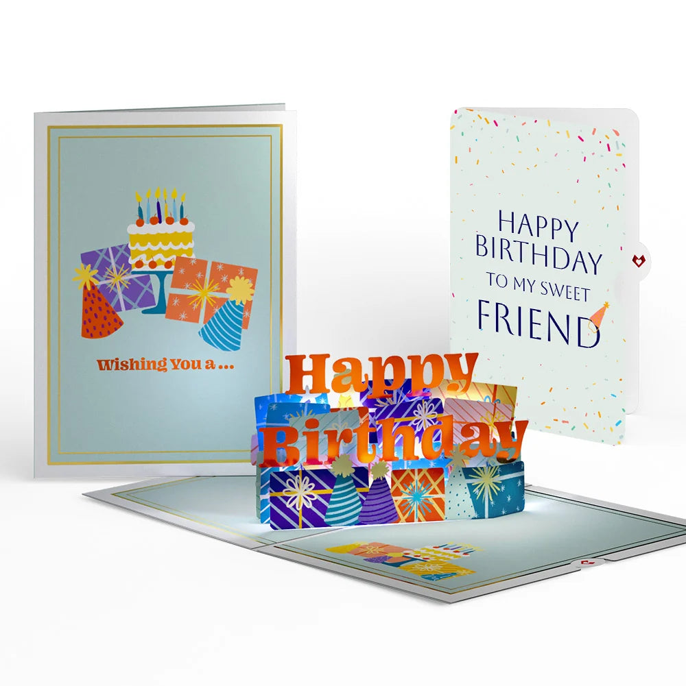 Wishing You a Happy Birthday Music and Lights Pop-Up Card and Sentiment Set for Friend