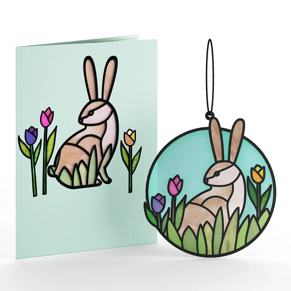 Springtime Bunny Suncatcher Card & Bouquet Bundle