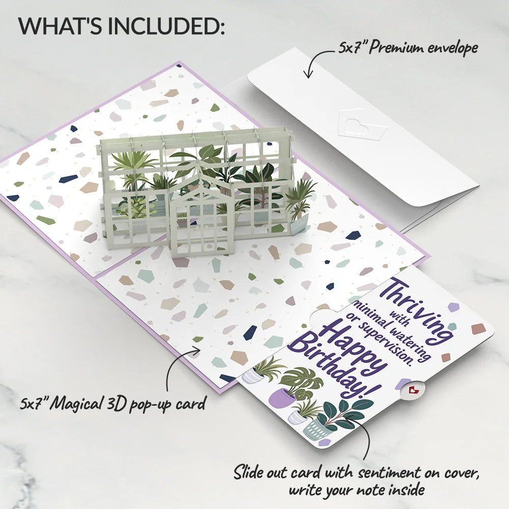Greenhouse Garden Birthday Pop-Up Card and Thriving Plants Sentiment Set