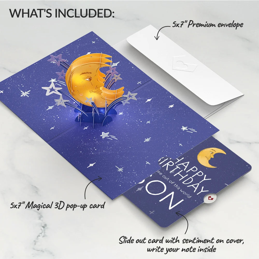 Love You to the Moon and Back Birthday Light-Up Pop-Up Card and Sentiment Set for Son