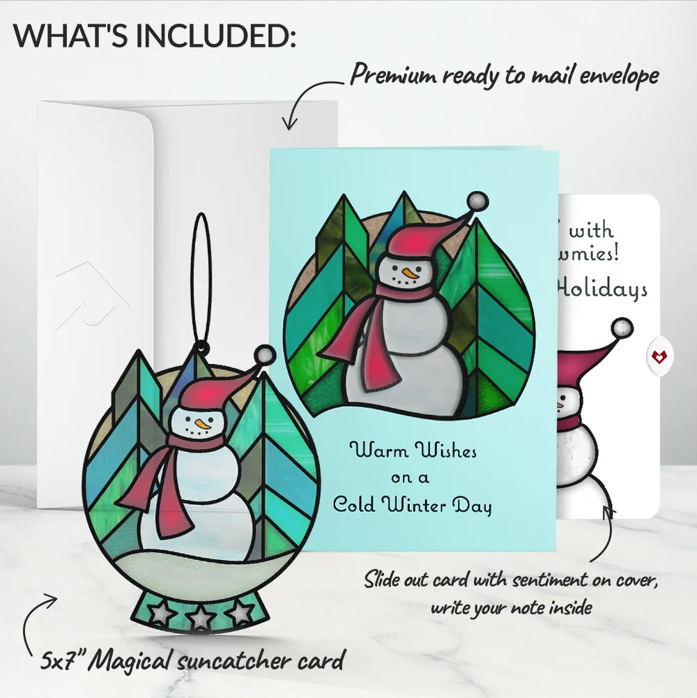 Warm Wishes Snowman Suncatcher Card and Chillin’ Holiday Sentiment Set