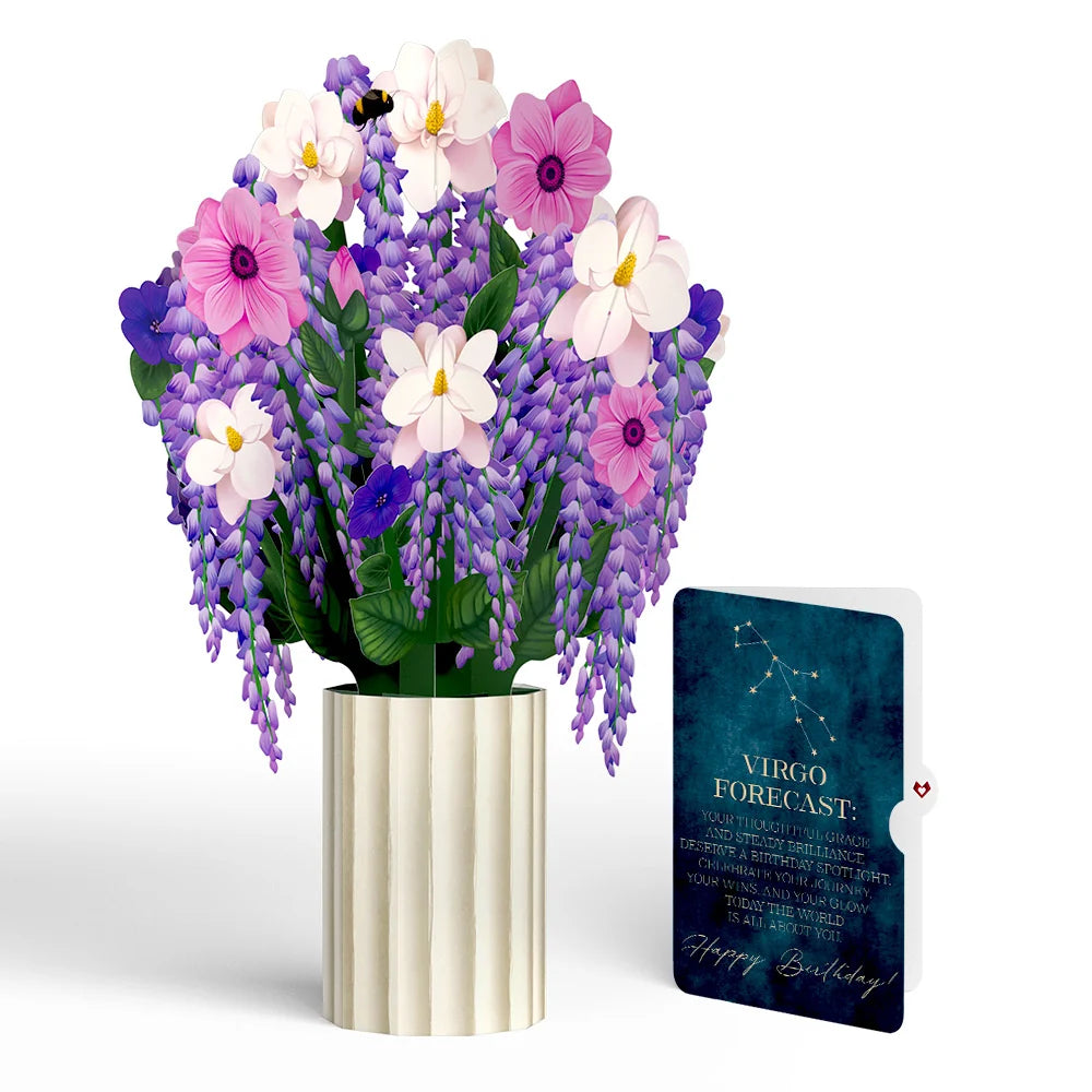 Wisteria Birthday Bouquet and Virgo Zodiac Sentiment Set