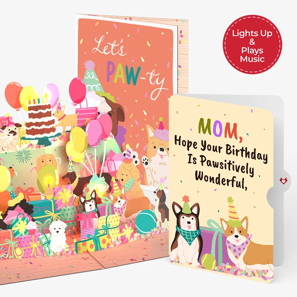 Birthday Pawty Pups Music and Lights Pop-Up Card and Sentiment Set for Mom