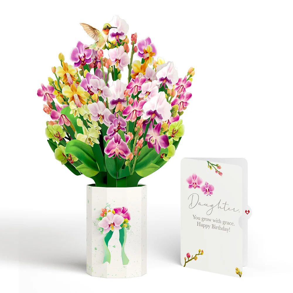 Orchid Birthday Bouquet and Sentiment Set for Daughter