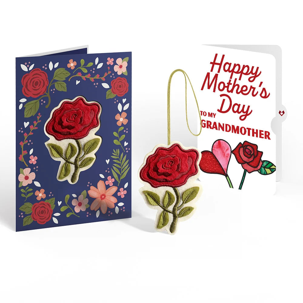 Everlasting Rose Mother’s Day HeartFelt Charm Card™ and Sentiment Set for Grandmother