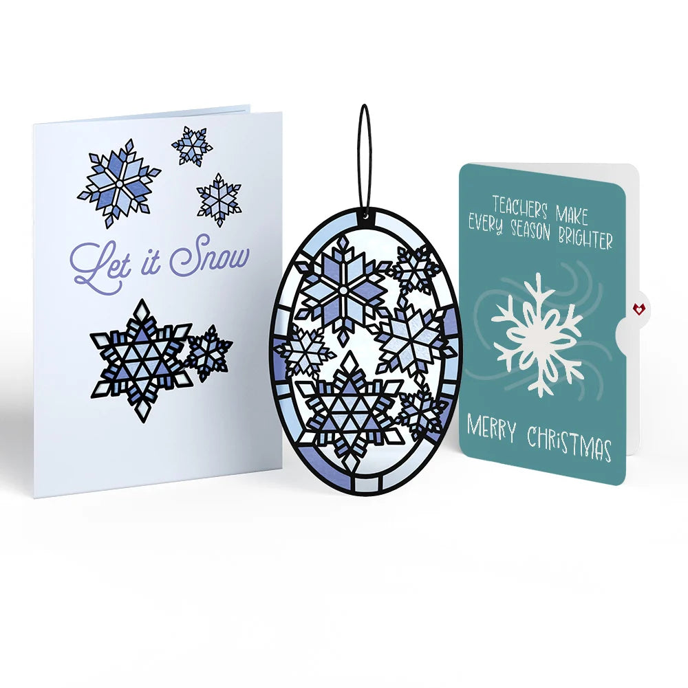 Let It Snow Snowflakes Christmas Suncatcher Card and Sentiment Set for Teacher