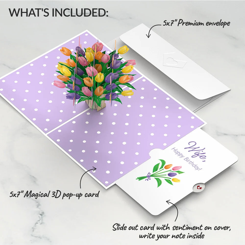 Tulips Birthday Pop-Up Card and Sentiment Set for Wife