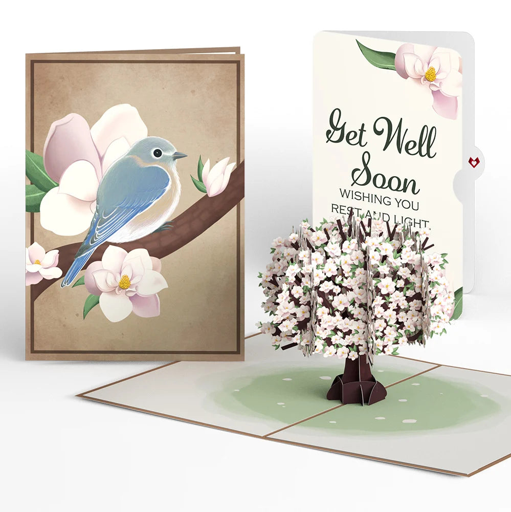 Pink Magnolia Tree Get Well Soon Pop-Up Card and Sentiment Set