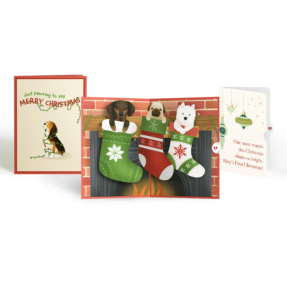 Christmas Dog Stockings Pop-Up Card and Sentiment Set for Baby