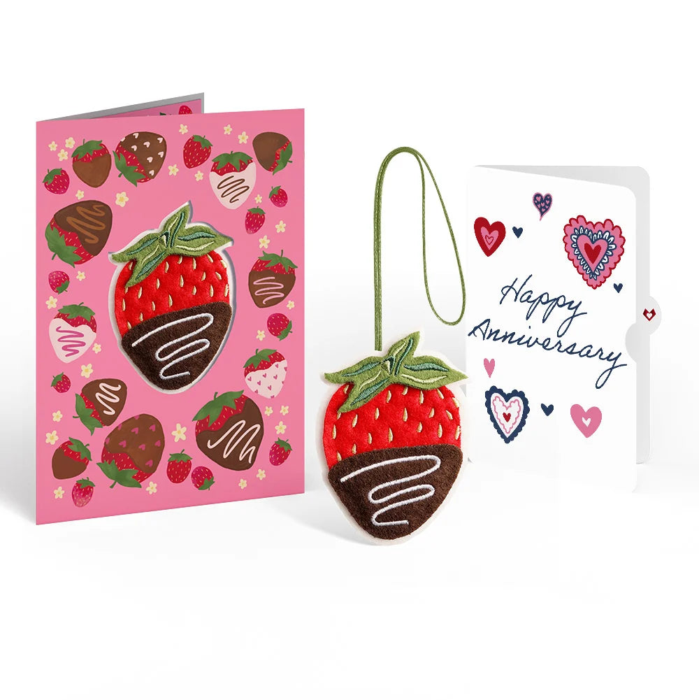 Sweet Strawberry Anniversary HeartFelt Charm Card™ and Sentiment Set