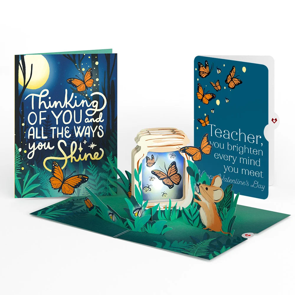 Thinking of You Butterfly Jar Valentine Light-Up Pop-Up Card and Sentiment Set for Teacher