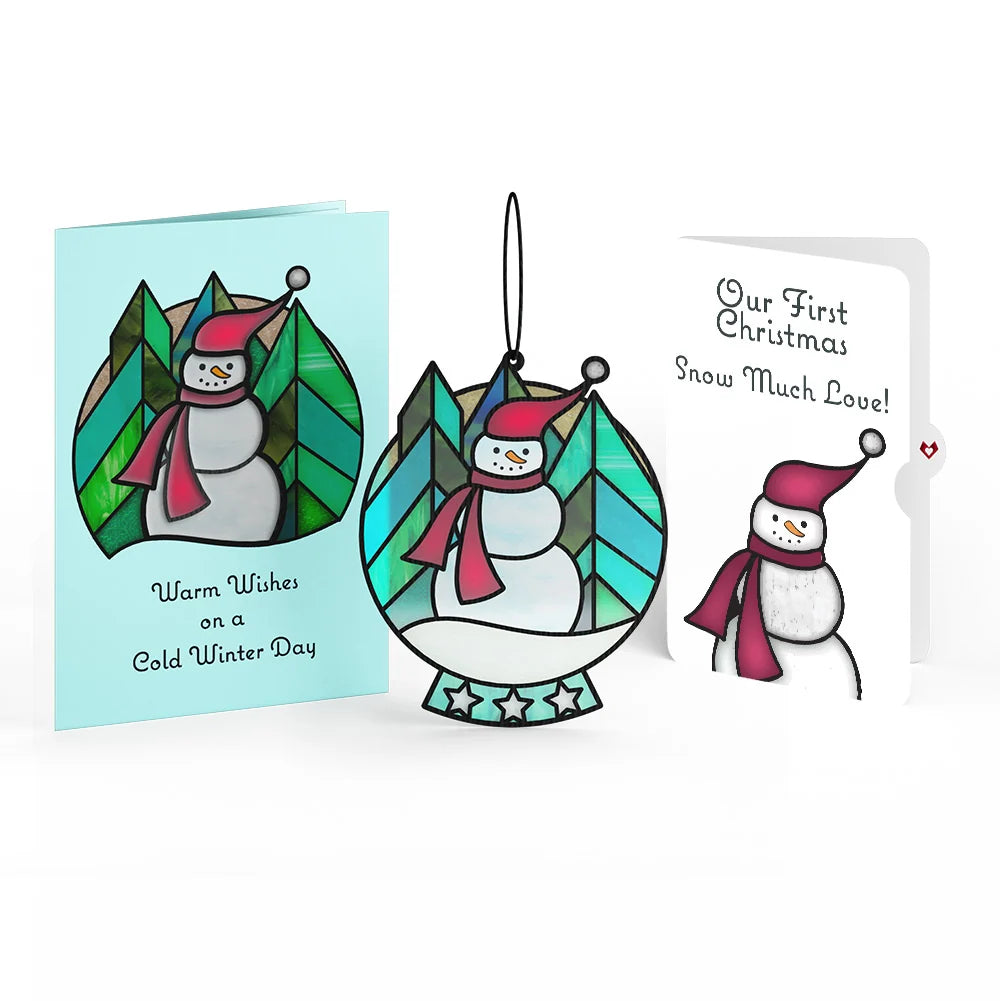 Warm Wishes Snowman Suncatcher Card and First Christmas Sentiment Set for Partner