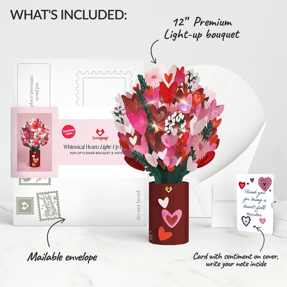 Whimsical Hearts Thank You Light-Up Bouquet and Sentiment Set for Teacher