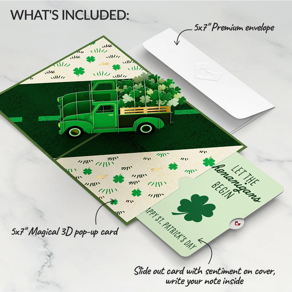 Truckloads of Luck St. Patrick’s Day Pop-Up Card and Jade Clover Shenanigans Sentiment Set
