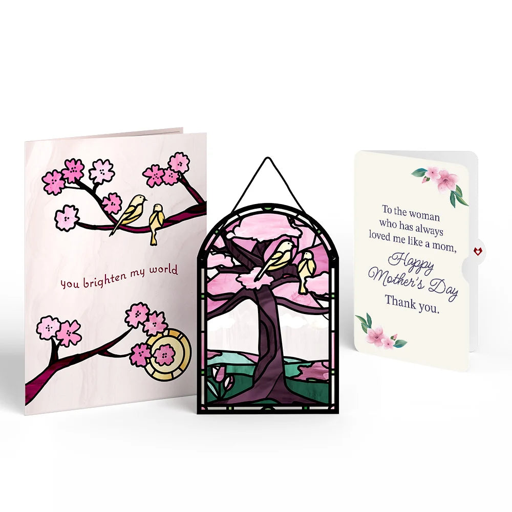 You Brighten My World Birds Mother's Day Suncatcher Card and Loved Me Like A Mom Sentiment Set