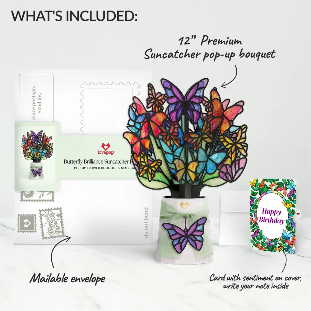 Butterfly Brilliance Birthday Suncatcher Bouquet and Sentiment Set