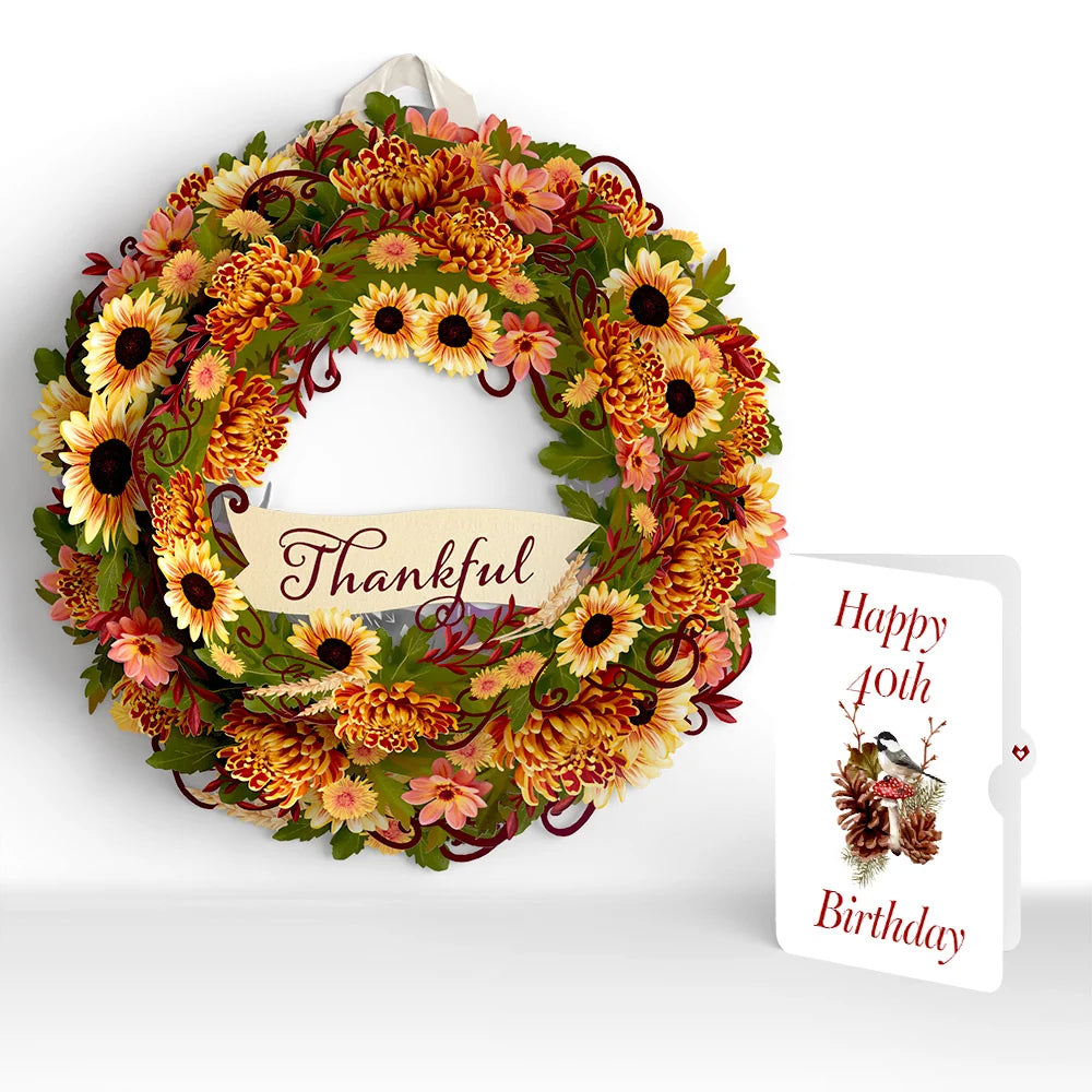 Thankful 40th Birthday Wreath and Sentiment Set