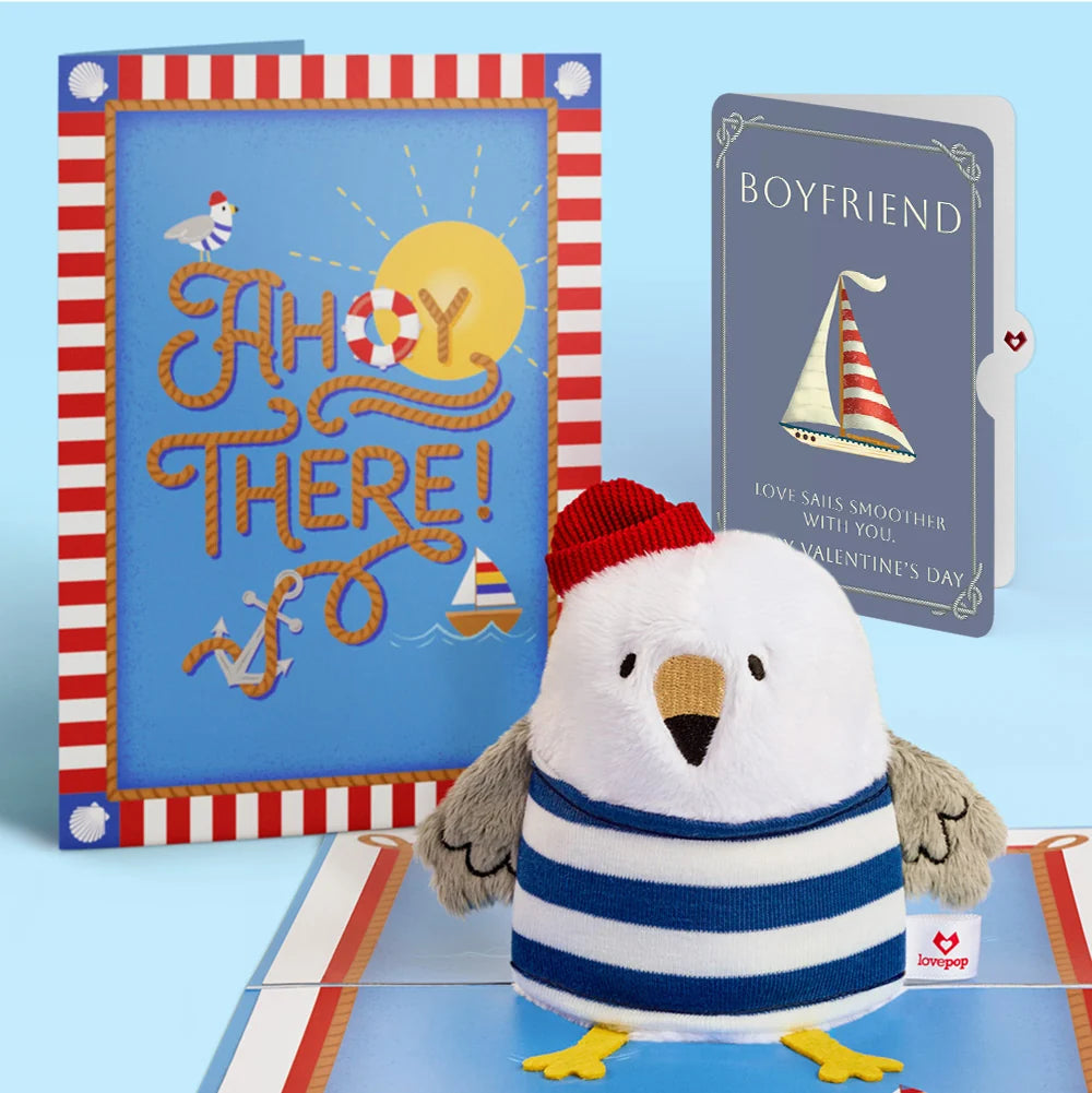 'Ahoy There' Valentine Plushpop Card and Sentiment Set for Boyfriend