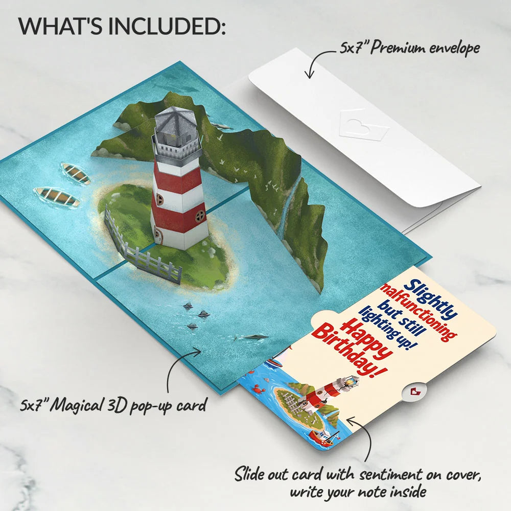 Coastal Lighthouse Birthday Pop-Up Card and Slightly Malfunctioning Sentiment Set