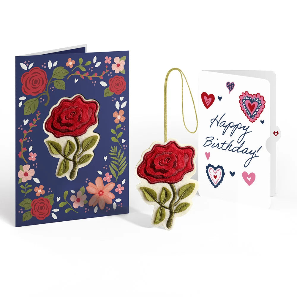 Everlasting Rose Birthday HeartFelt Charm Card™ and Sentiment Set