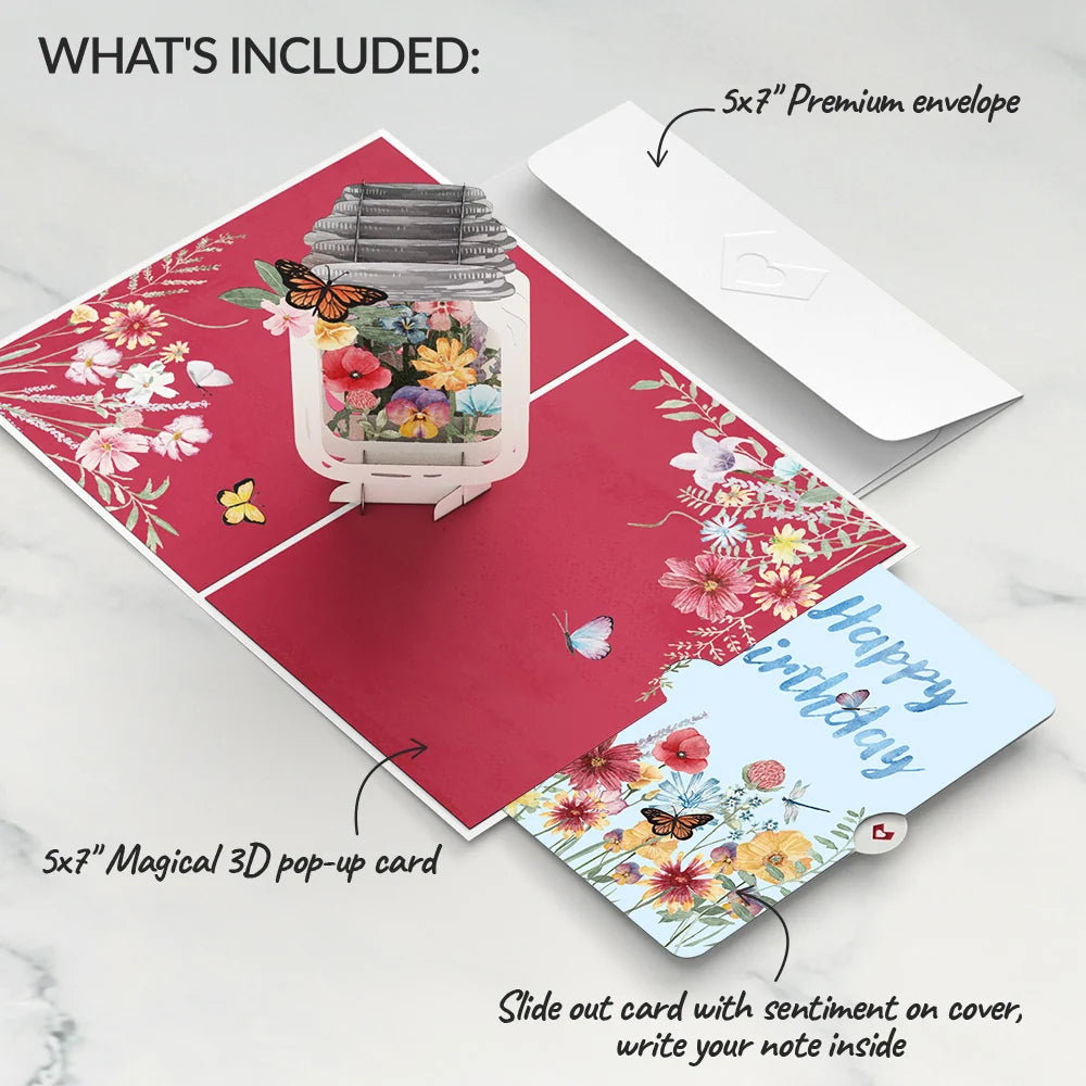 Wild Flowers Jar Birthday Pop-Up Card and Sentiment Set